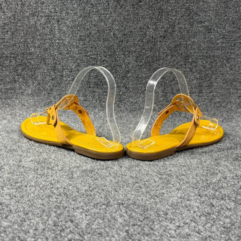 Tory Burch Miller Sandals Womens 6.5 Lemon Yellow Patent Leather Thong Flip Flop